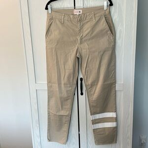 Sundry Sand & White Stripe Roll Up Trouser with rough‎ hems size 28